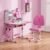 Kids Desk and Chair Set, Height Adjustable Toddler Desk and Chair Set, Children Study Table Chair Set with Sitting Corrector, Kids Art Desk with Storage and Drawers for Bedroom Reading Pink